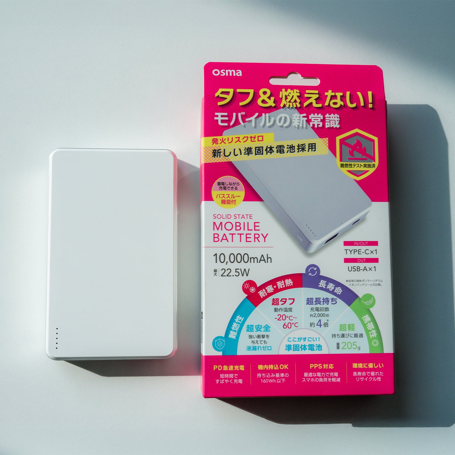 準個体モバイルバッテリー 10,000mAh PD22.5W対応(ホワイト)